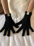 Winter Solid Color Touch Screen Plush Knit Gloves  6W6GLO74
