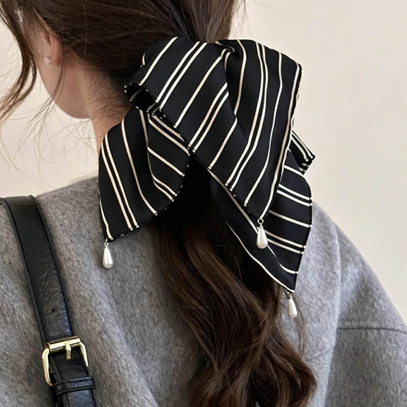 Minimalist Striped Pearl Square Hair Scrunchies MK2BW6W6HSR65