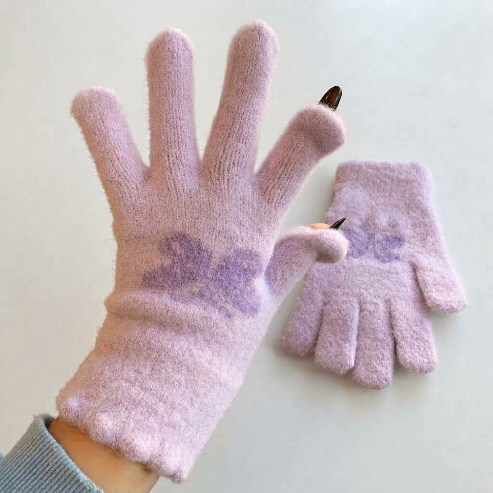 Butterfly Print Touchscreen Knit Gloves - DippedShop Wholesale - #1955