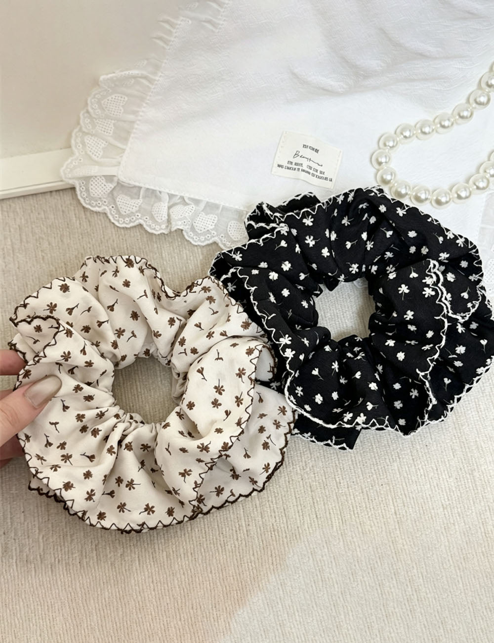 Vintage Double Layer Floral Print Scrunchies 6W6HSR379