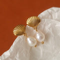 Shell Pearl Dangle Earrings - DippedShop Wholesale - #7059