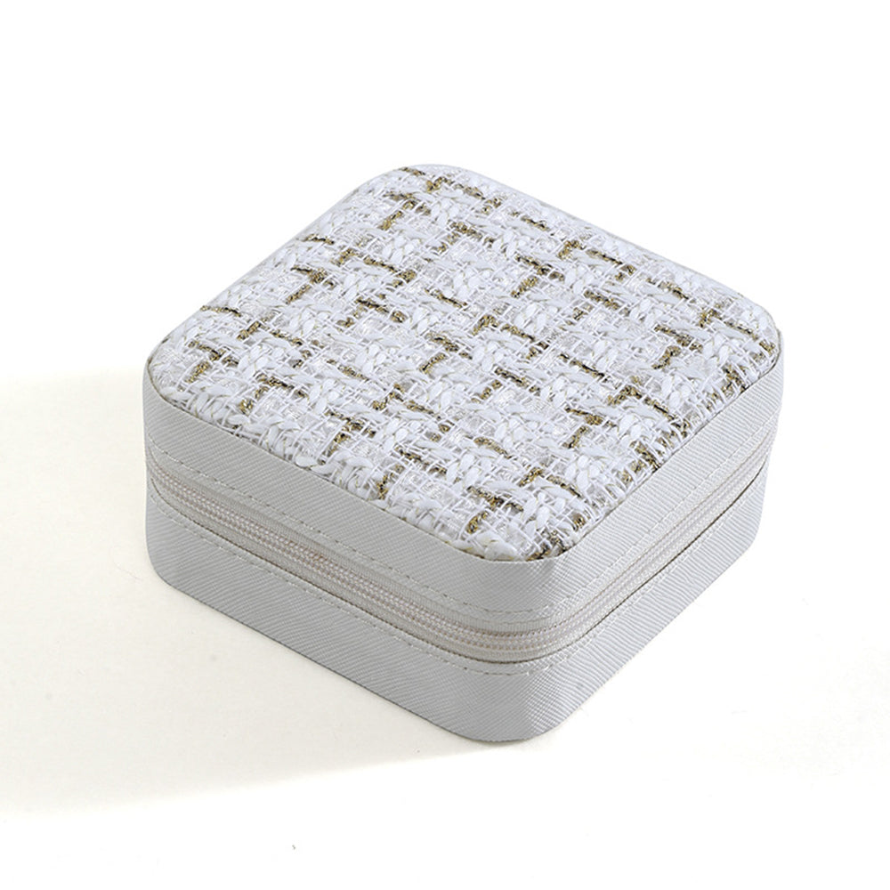 Square Tweed Mini Travel Jewelry Box 6W5CO363