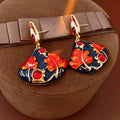 Vintage Enamel Maple Leaf Fan Earrings 6W6JER790