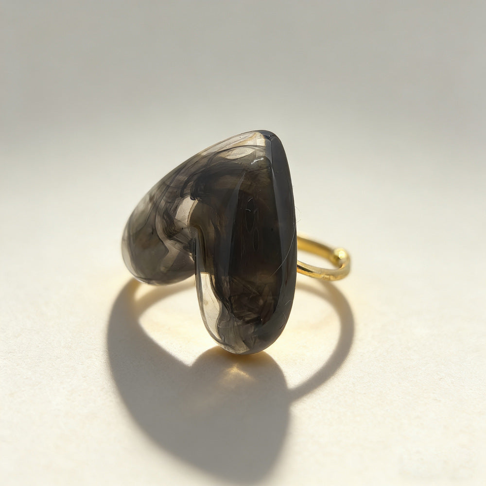 Resin Heart Adjustable Ring - DippedShop Wholesale - #8019