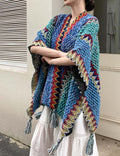 Boho Tassel Wavy Texture Knit Shawl Wrap 6W6NSC48