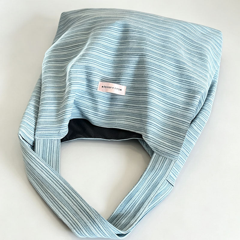 Simple Striped Denim Commuter Tote Bag 6W10BBG1991