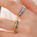 2 Pcs Simple Colorful Cubic Zirconia Open Ring Set 6W6JRG377