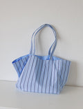 Stylish Striped Canvas Large Capacity Tote Bag MK2BLW6W10BBG561