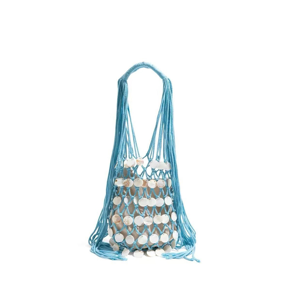 Fashion Solid Color Hollow Woven Shell Handbag MK2BLK6S10BBG872