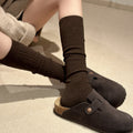 Simple Solid Color Elastic Knit Socks 6W8FSO1015