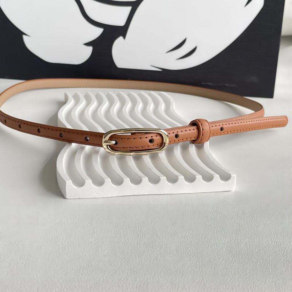 Minimalist Solid Color Skinny PU Leather Belt 6W6JBT189