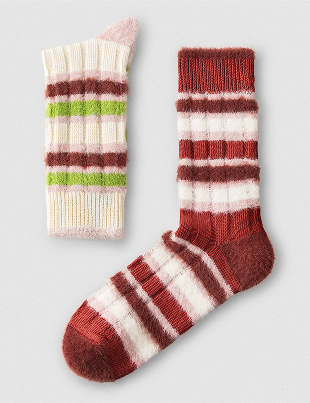 Plush Striped Crew Socks - DippedShop Wholesale - #1619