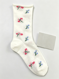 Floral Rolled Cuff Crew Socks - DippedShop Wholesale - #0035
