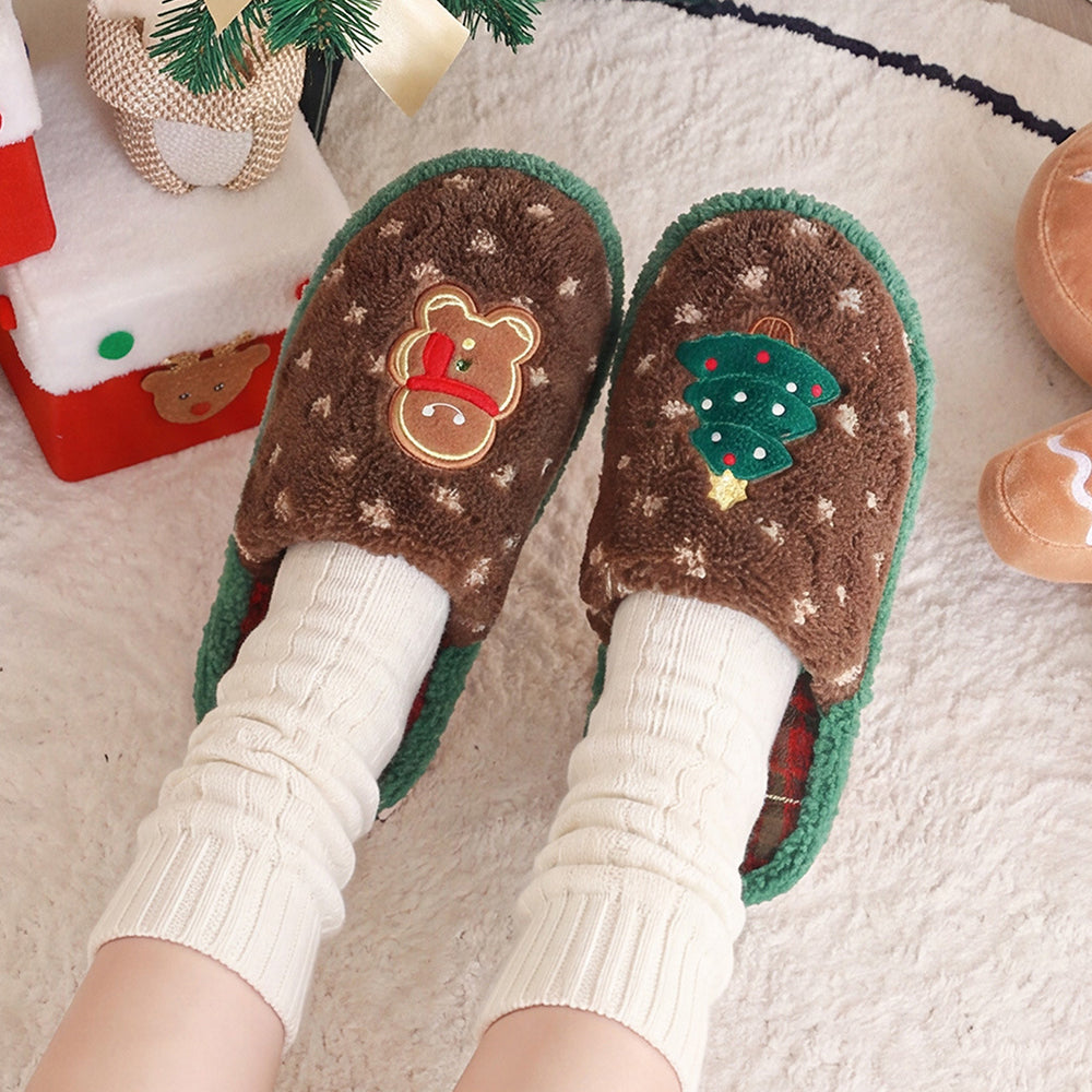 Cute Cartoon Christmas Reindeer Plush Indoor Slippers 6W8FSP283