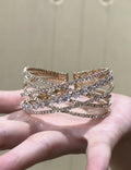 Sparkly Rhinestone Cross Multi-Layer Open Bracelet 6W6JBR586