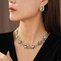 Vintage Gold Plated Oval Resin Chain Necklace 6W6JNC926
