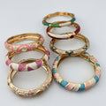 Chunky Colorful Enamel Gold Plated Bangle Bracelet 6W6JBR608