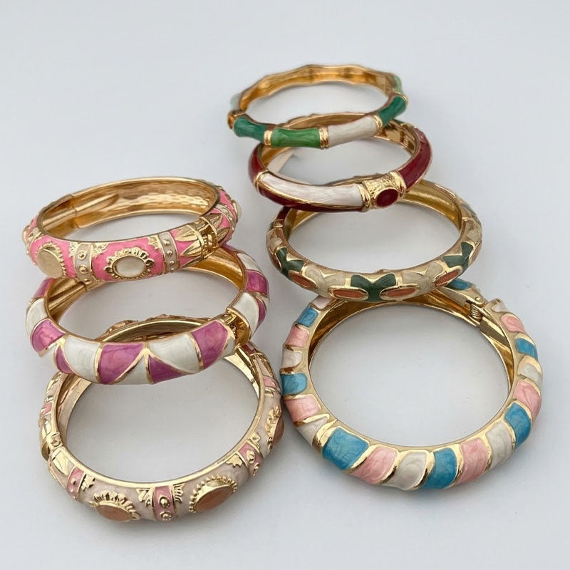 Chunky Colorful Enamel Gold Plated Bangle Bracelet 6W6JBR608