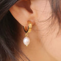 Pearl C-Shaped Stud Earrings - DippedShop Wholesale - #3011