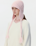 Solid Earflap Tassels Knit Aviator Beanie Hat 6W6HAT663