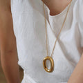 Minimalist Irregular Oval O-Ring Pendant Necklace 6W6JNC1066