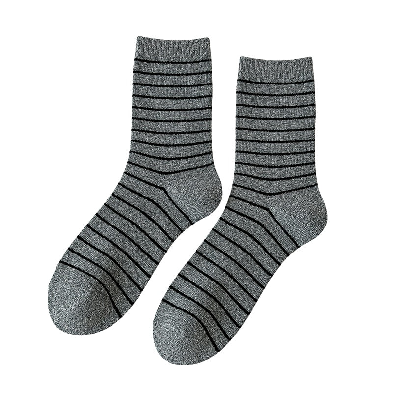 Winter Color Contrast Striped Warm Scrunch Socks 6W8FSO677