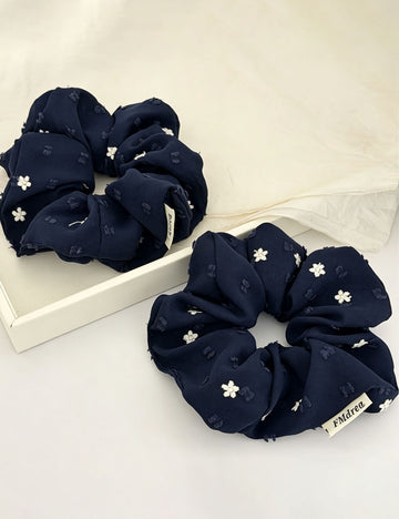 Retro Floral Embroidery Ruffled Hair Scrunchies 6W6HSR355