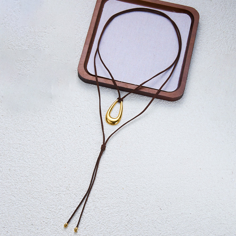 Geometric Pendant Leather Necklace - DippedShop Wholesale - #8163