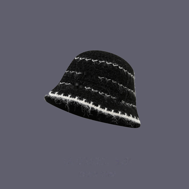 Stylish Color Block Angora Knit Bucket Hat 6W6HAT682