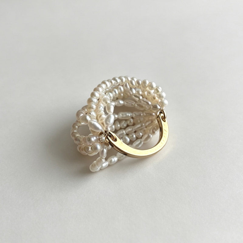 Multi Layer Pearl Chain Ring - DippedShop Wholesale - #2403