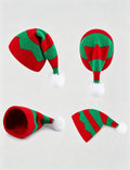 Christmas Color Block Striped Knit Beanie with Pompom 6W6HAT827