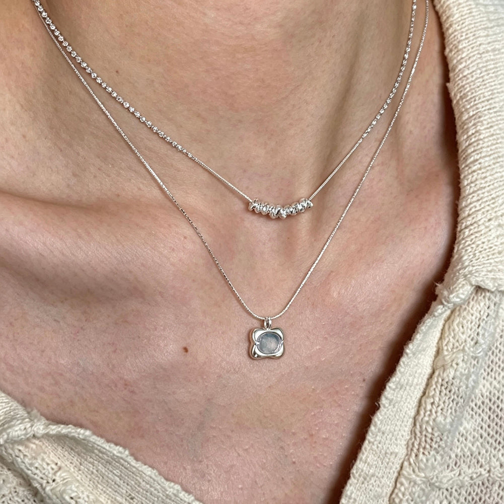 Fresh Crystal Square Pendant Choker Necklace 6W6JNC1058
