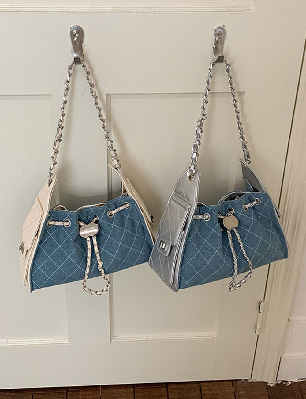 Quilted Denim Bucket Handbag - DippedShop Wholesale - #3571