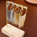 Stylish Gold Plated Long Tassel Hoop Earrings 6W6JER705