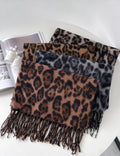 Leopard Print Tassel Scarf - DippedShop Wholesale - #7075