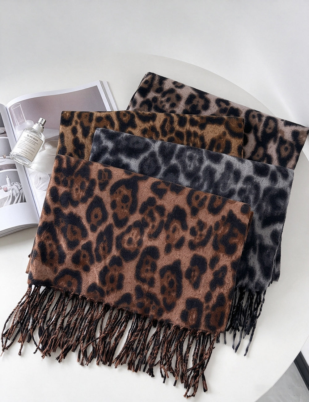 Leopard Print Tassel Scarf - DippedShop Wholesale - #7075