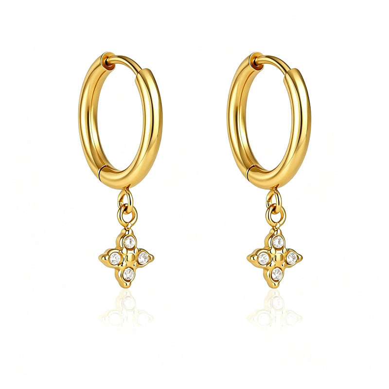 Trendy Cubic Zirconia Teardrop Dangle Hoop Earrings 6W6JER599