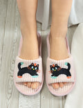 Cartoon Cat Striped Slippers - DippedShop Wholesale - #4659