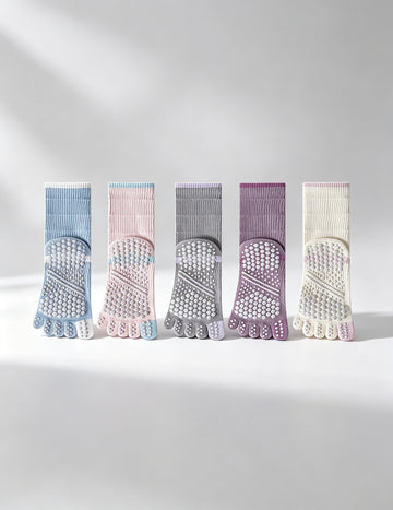Color Contrast Non-Slip Pilates Yoga Grip Toe Socks 6W8FSO865