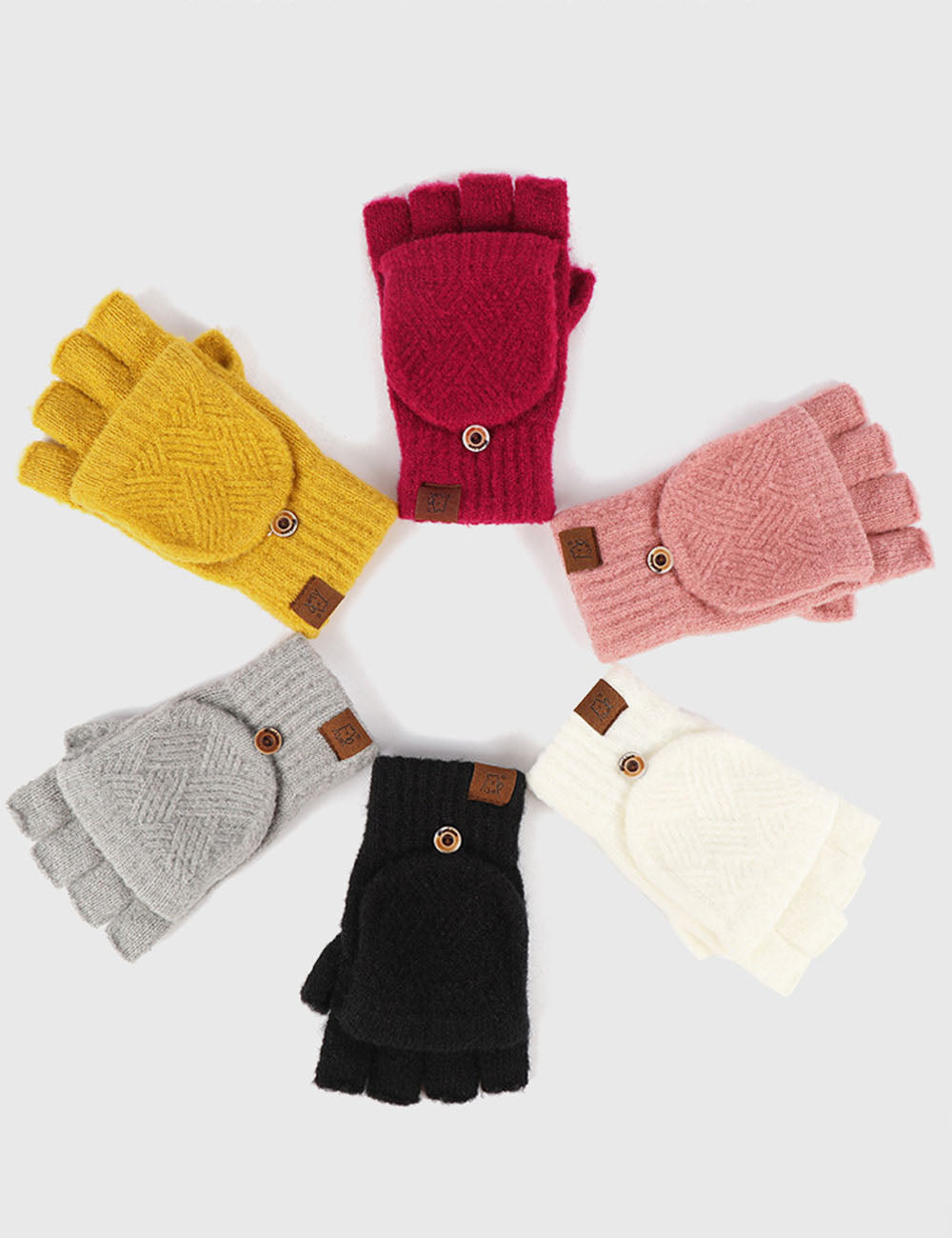 Convertible Flap Fingerless Mittens - DippedShop Wholesale - #7395