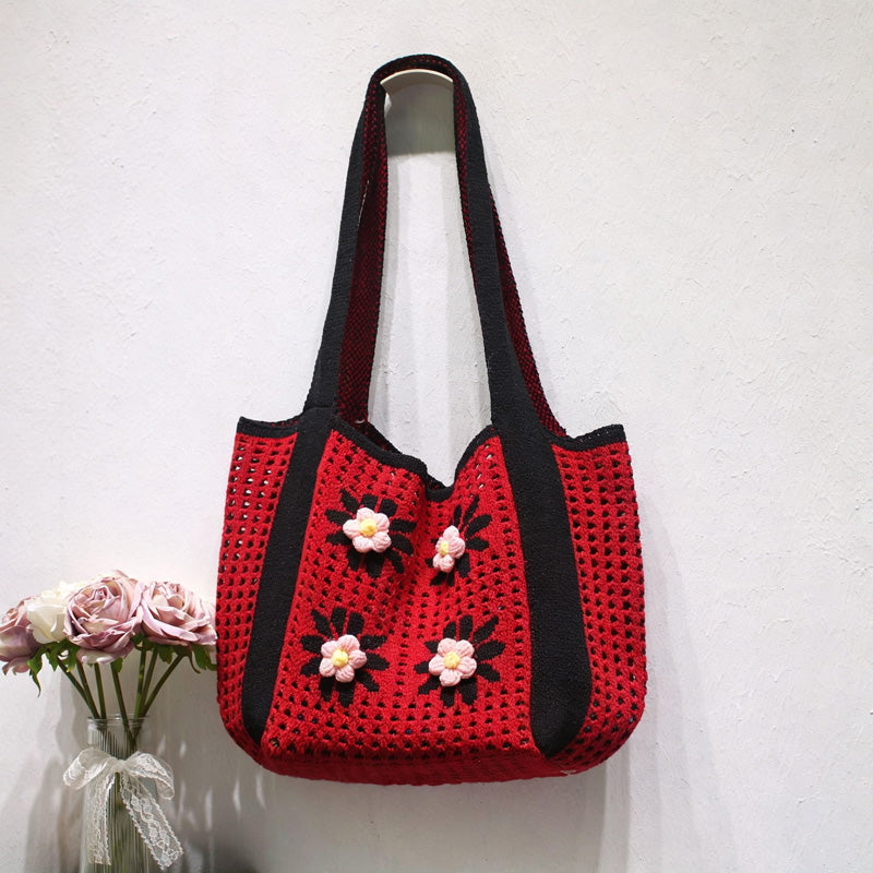 Casual Hand-Crochet Hollow Flower Tote Bag 6W10BBG1776