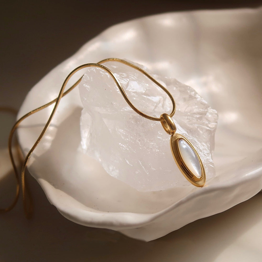 Marquise Pendant Snake Chain Necklace - DippedShop Wholesale - #2211