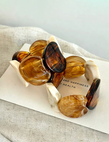 Fashion Color Block Marbled Acrylic Bangle Bracelet 6W6JBR575
