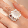 Vintage Oval Resin Hollow Out Wide Open Ring 6W6JRG381