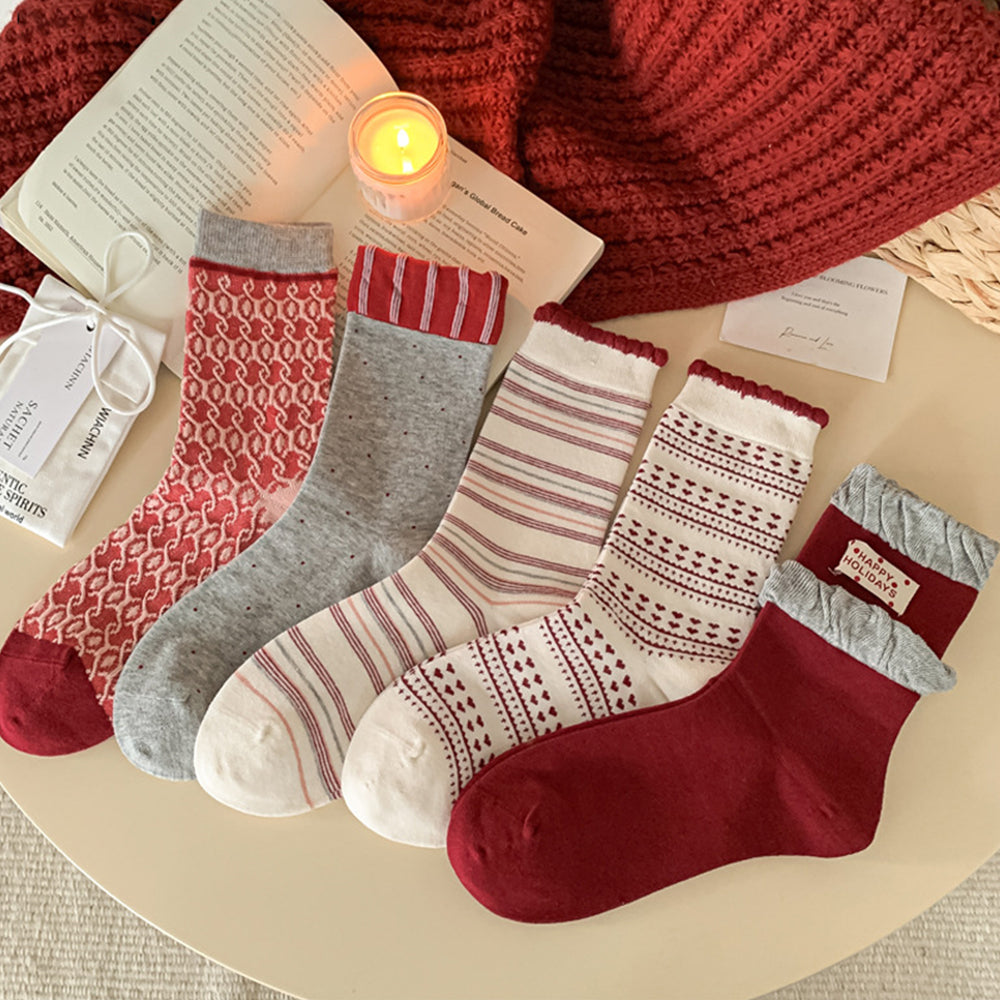 Stylish Color Block Polka Dots Knit Socks 6W8FSO1005