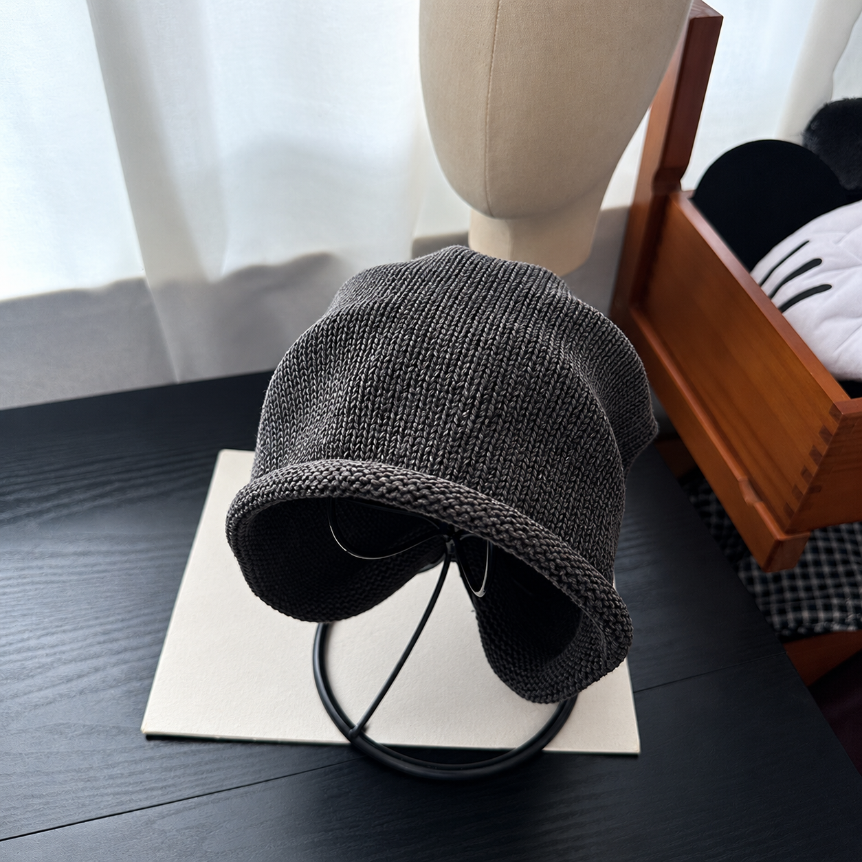 Simple Solid Color Edge Curl Knit Hat 6W6HAT721
