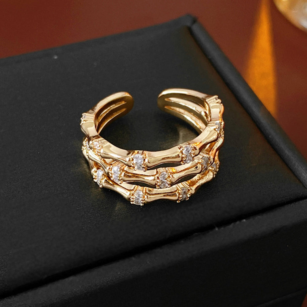 Vintage Gold Plated Cubic Zirconia Open Ring 6W6JRG373