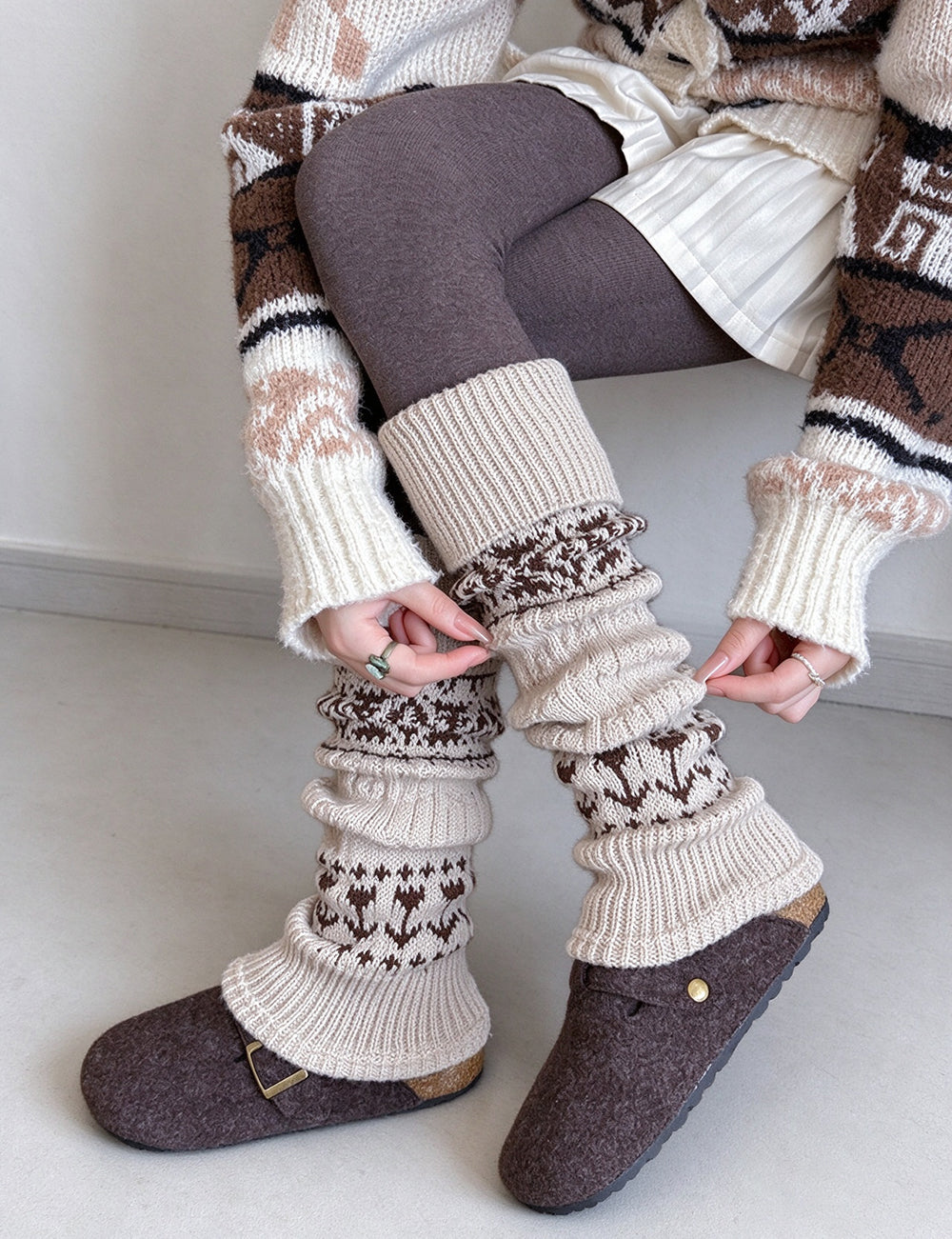 Floral Jacquard Rib Knit Stockings - DippedShop Wholesale - #9411