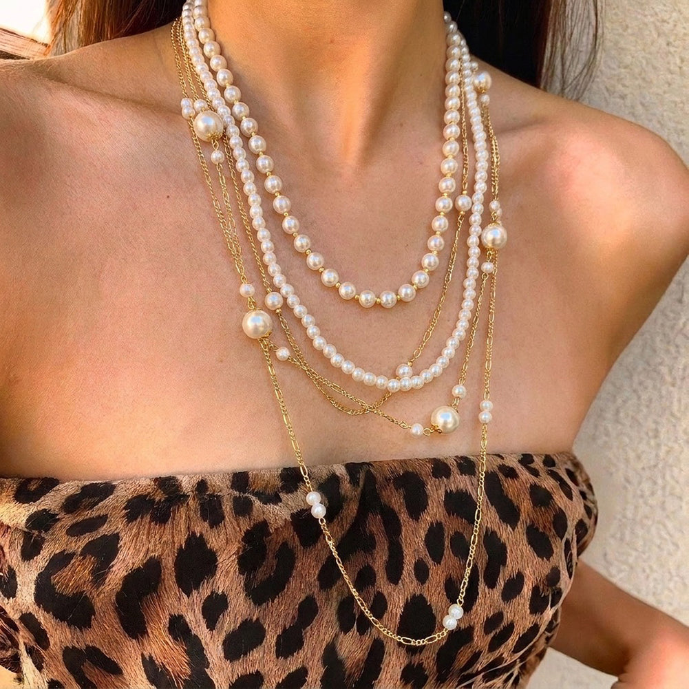 Multi-Layer Pearl Long Necklace - DippedShop Wholesale - #1763