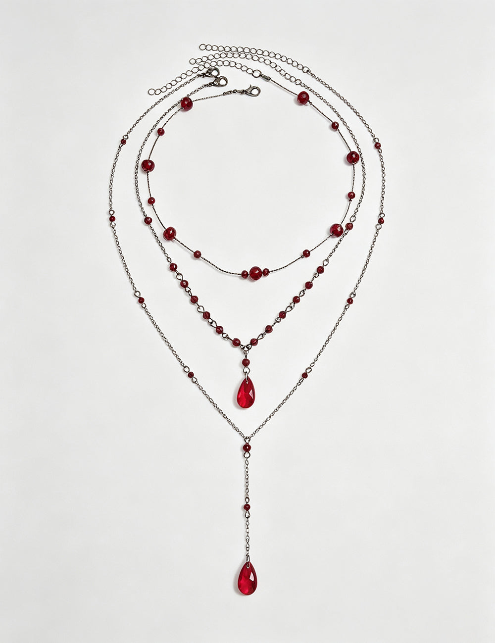 Crystal Teardrop Bead Layered Y-Lariat Necklace 6W6JNC883